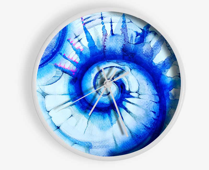 Blue Spiral Shell Clock - Wallart-Direct UK