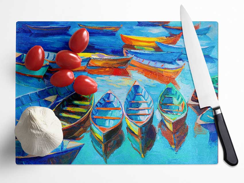 Sailboat Waters Glass Chopping Board