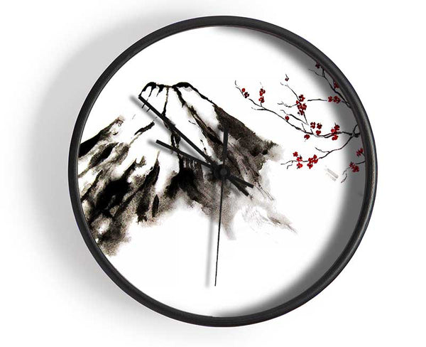 Japanese Cherry Blossom Mountain Clock - Wallart-Direct UK