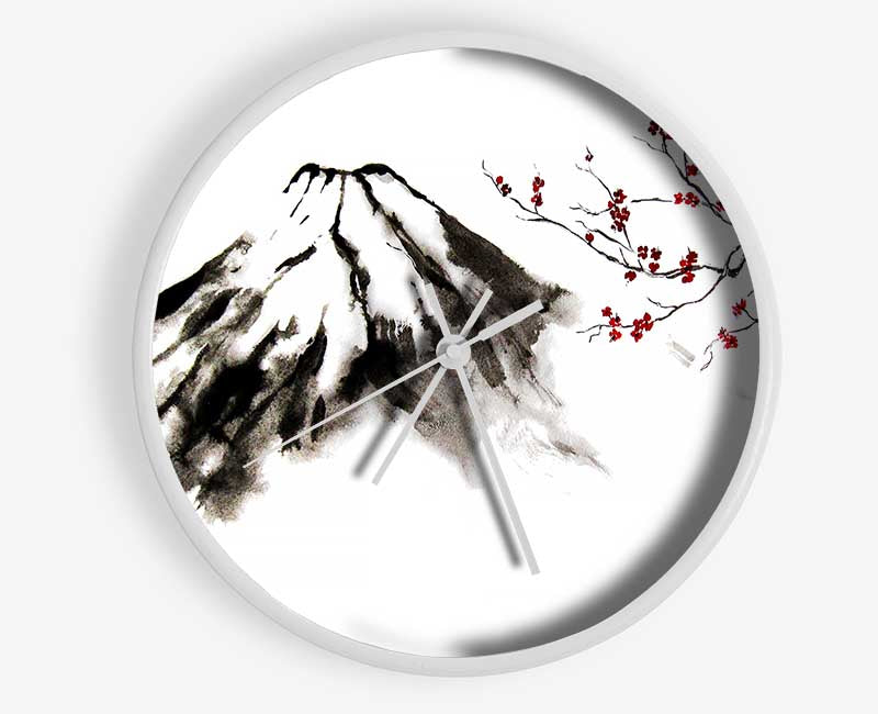 Japanese Cherry Blossom Mountain Clock - Wallart-Direct UK