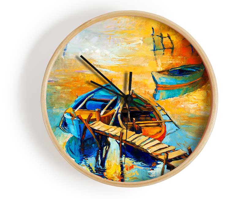 Golden Sail Boat Waters Clock - Wallart-Direct UK