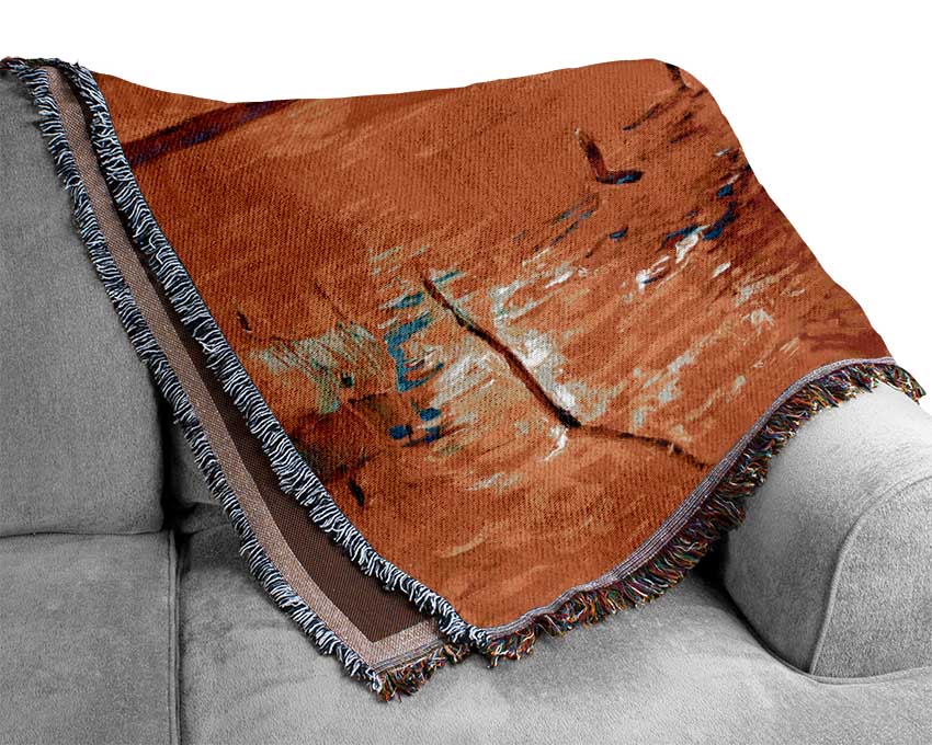 Fire Orange Waters Woven Blanket