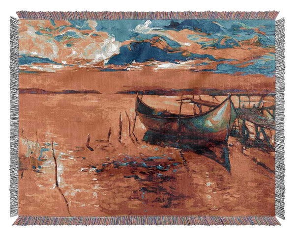 Fire Orange Waters Woven Blanket