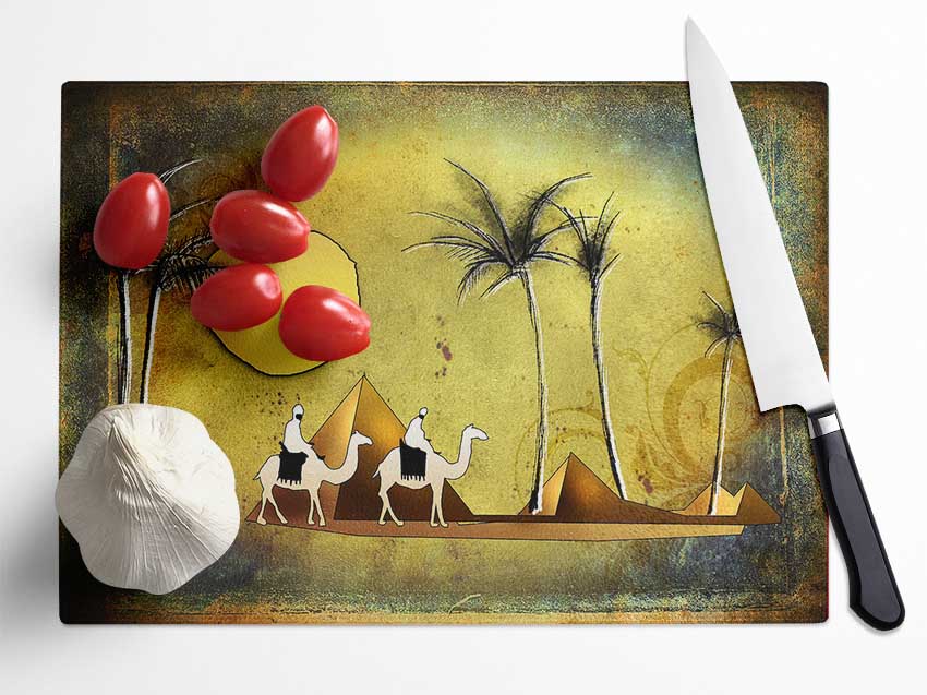 Camel Ride Through The Egyptian Desert Glass Chopping Board