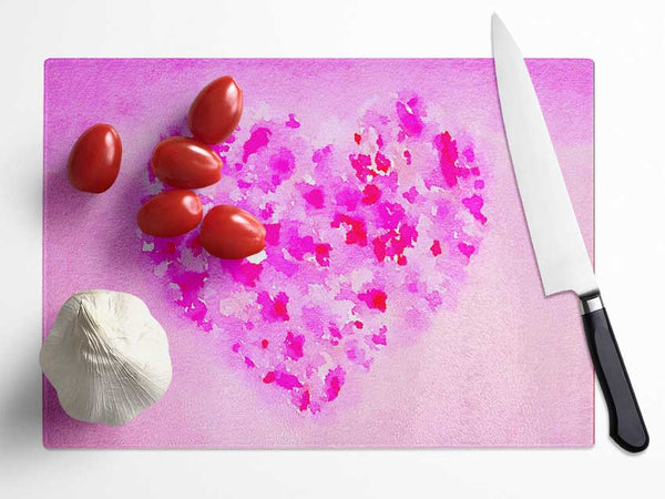 Love Heart Of Petals Glass Chopping Board