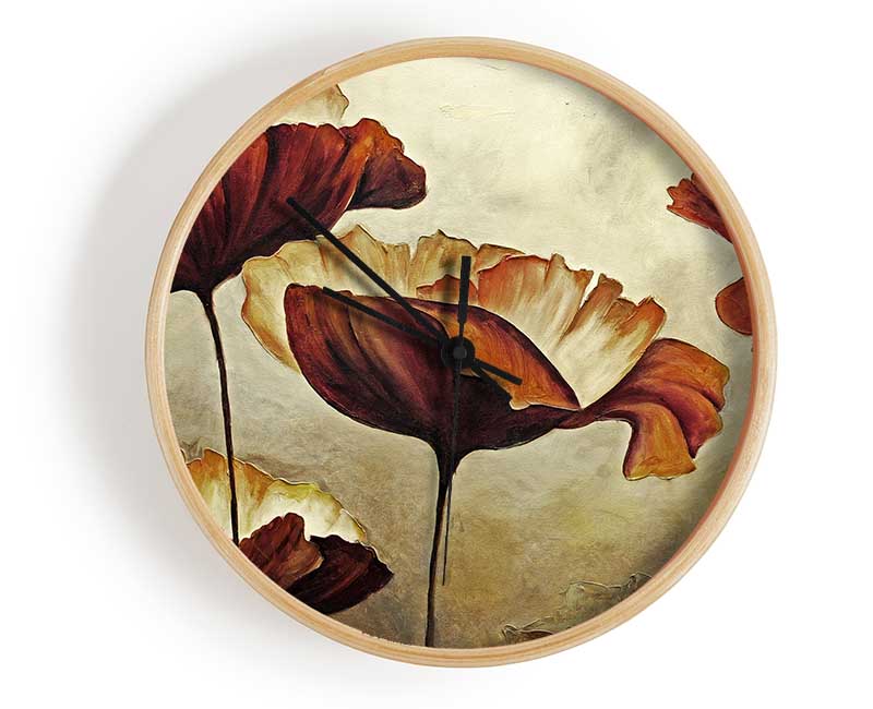 Chocolate Poppy Skies 1 Clock - Wallart-Direct UK