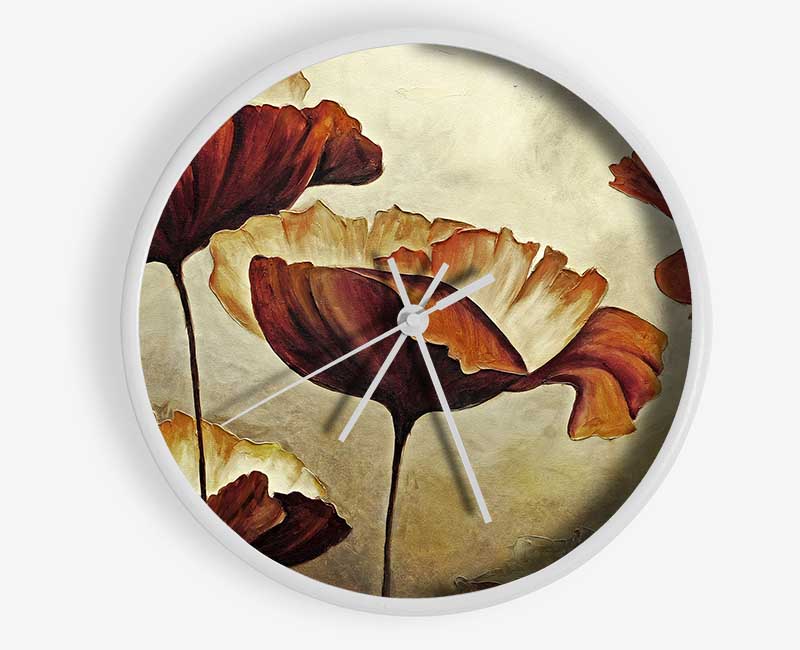 Chocolate Poppy Skies 1 Clock - Wallart-Direct UK