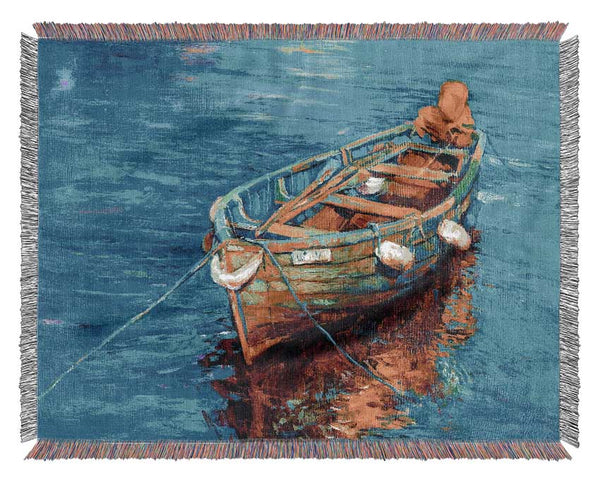 Rowing Boat Blues Woven Blanket