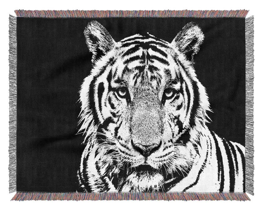 Stunning Tiger Face Woven Blanket