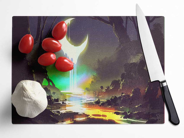 Lava Moon Melting Into The River Glass Chopping Board