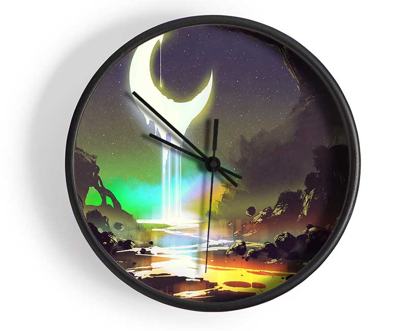 Lava Moon Melting Into The River Clock - Wallart-Direct UK