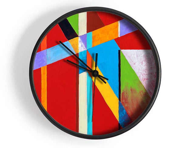 Coloured Lines Clock - Wallart-Direct UK