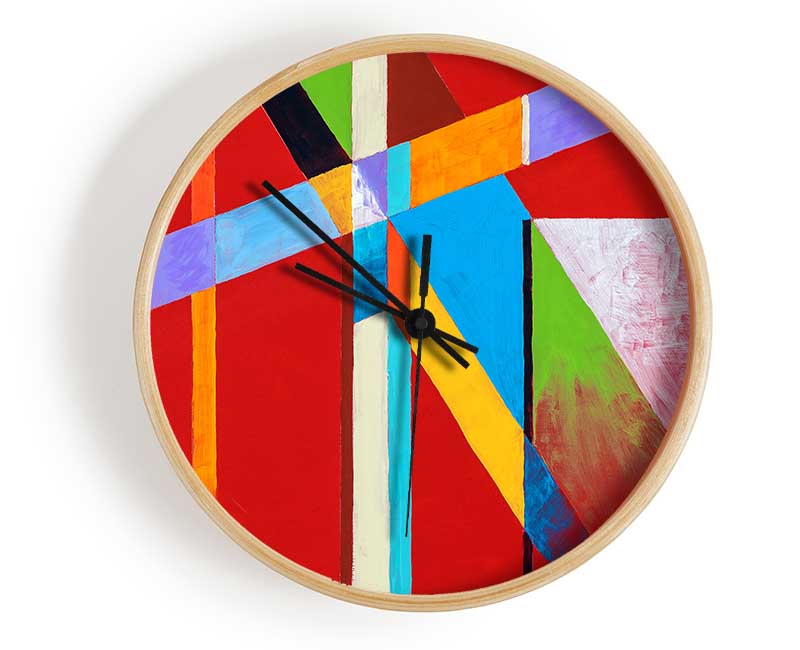 Coloured Lines Clock - Wallart-Direct UK