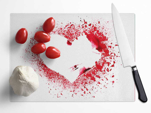 Surfing The Heart Glass Chopping Board