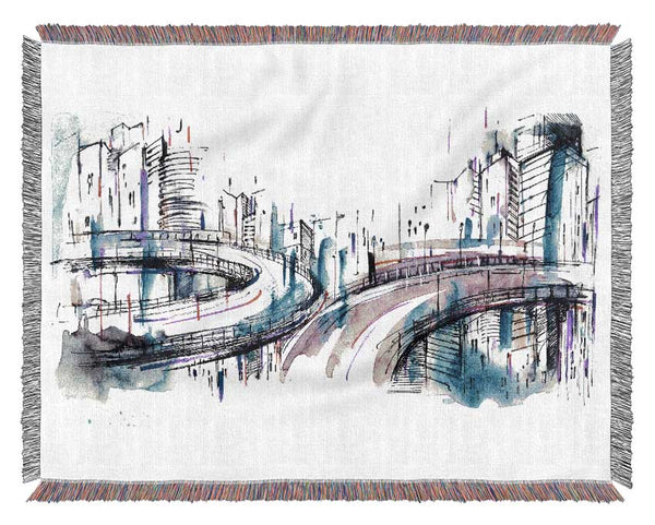 Ring Roads Through The City Woven Blanket