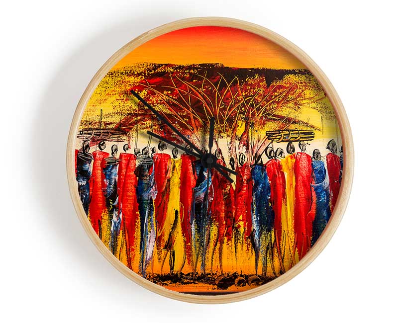 African Tribe Offering Clock - Wallart-Direct UK