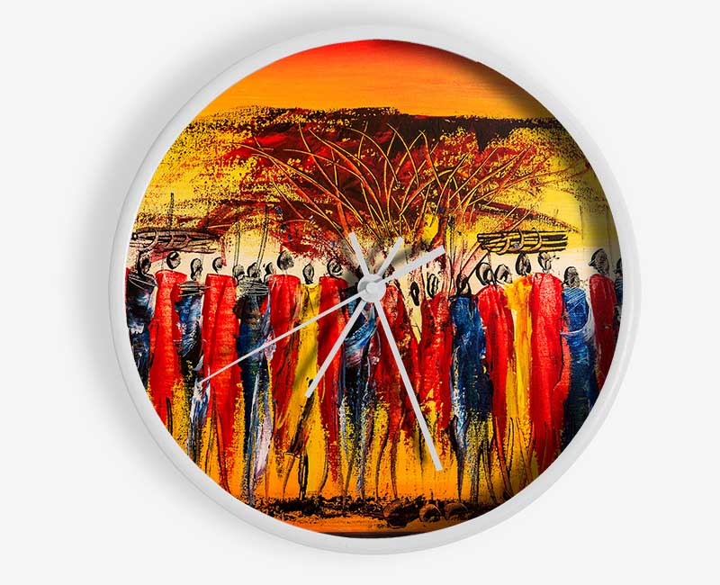 African Tribe Offering Clock - Wallart-Direct UK