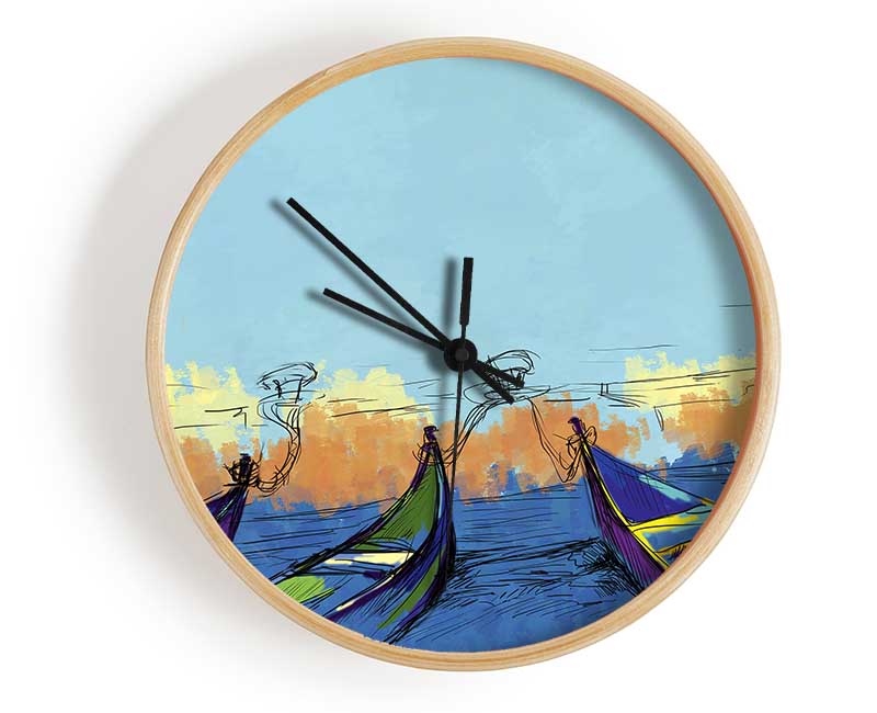 Gondolas In Venice Clock - Wallart-Direct UK