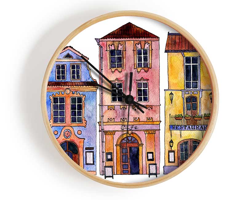 Town Houses In Paris Clock - Wallart-Direct UK