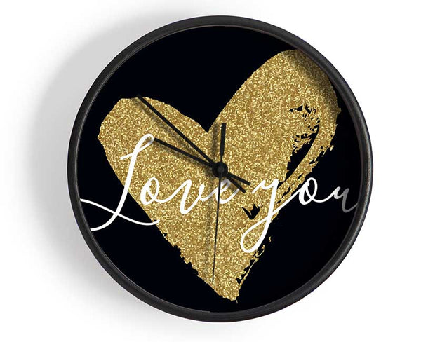 Love You Gold Heart Clock - Wallart-Direct UK