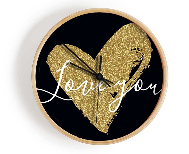 Love You Gold Heart Clock - Wallart-Direct UK