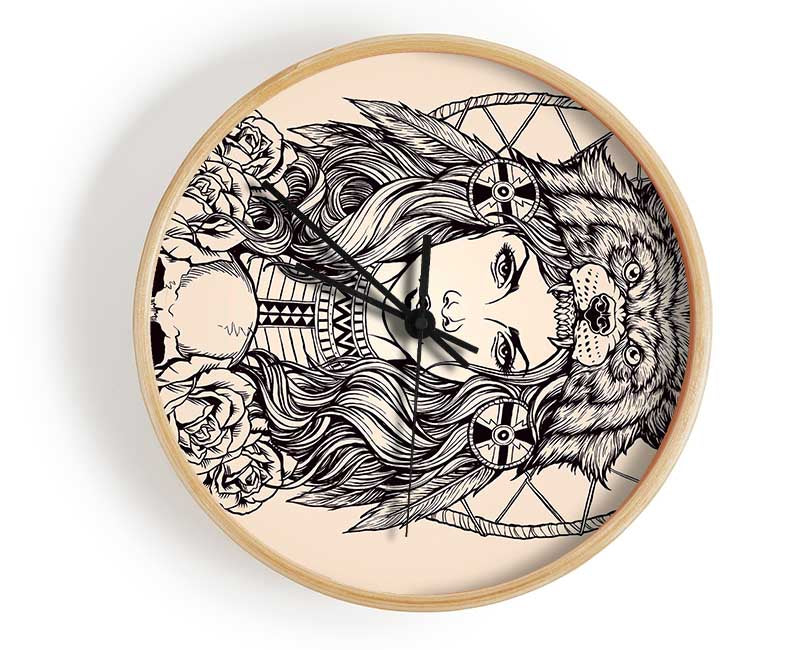 Indian Bear Woman Clock - Wallart-Direct UK