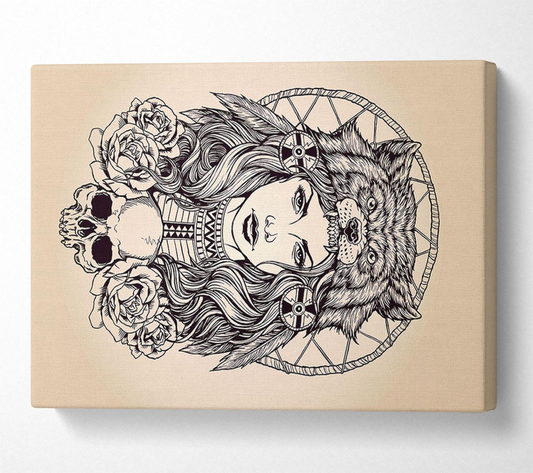 Picture of Indian Bear Woman Canvas Print Wall Art