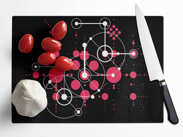 Circles Of Connections Red Glass Chopping Board