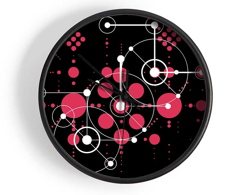 Circles Of Connections Red Clock - Wallart-Direct UK