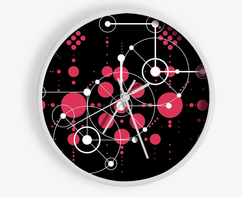 Circles Of Connections Red Clock - Wallart-Direct UK