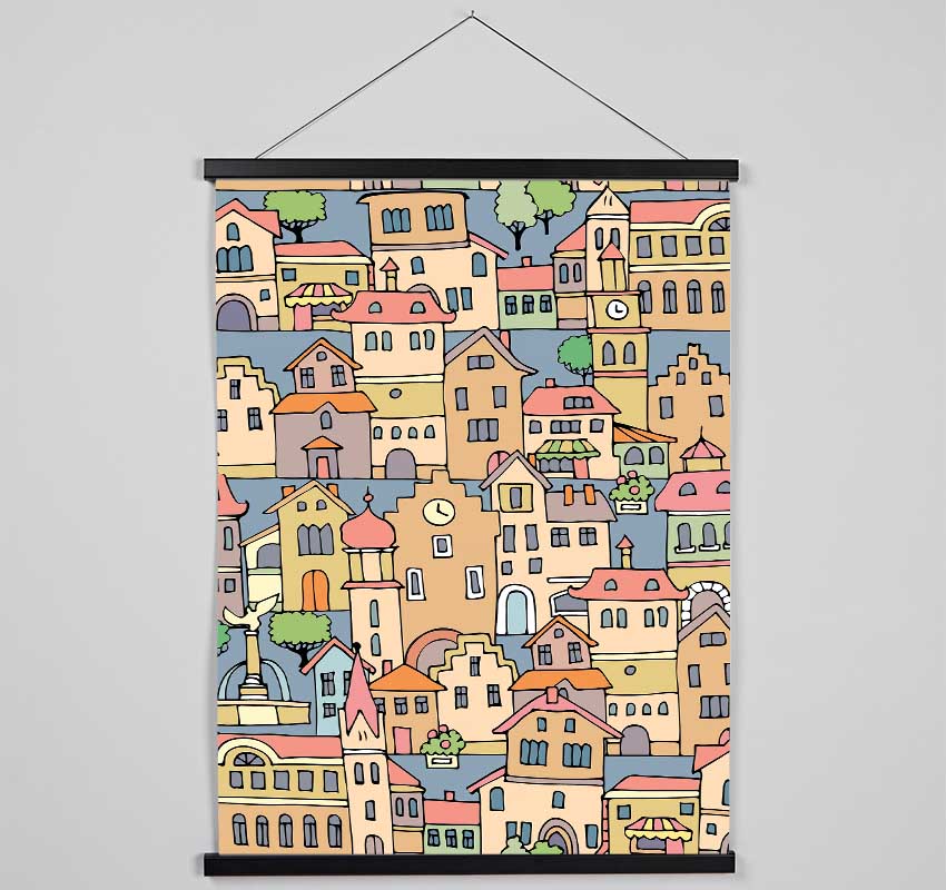 Town Houses Hanging Poster - Wallart-Direct UK