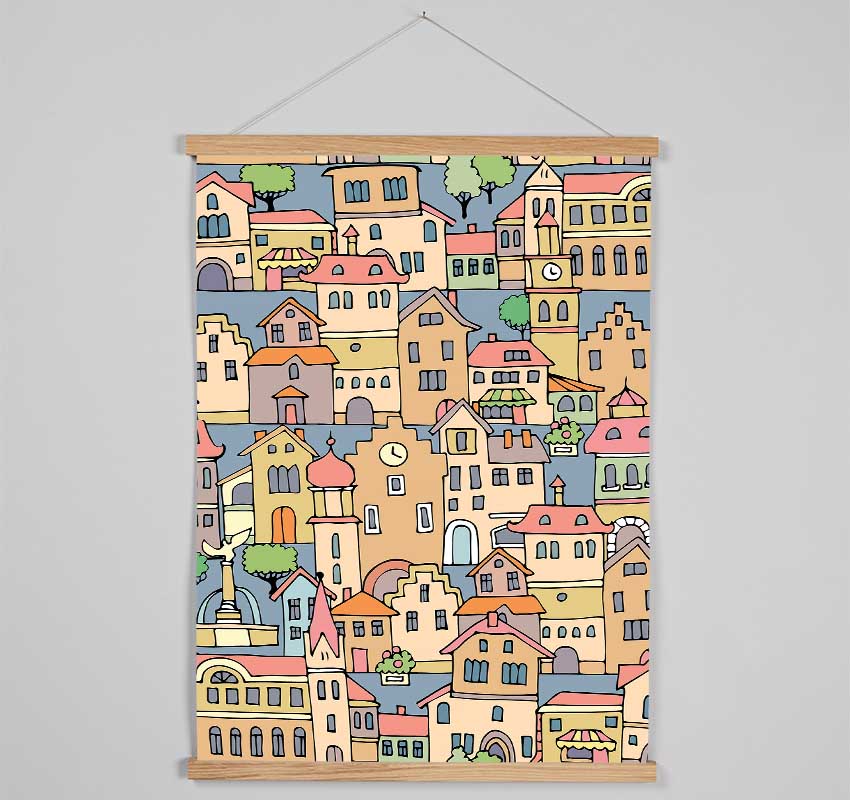 Town Houses Hanging Poster - Wallart-Direct UK