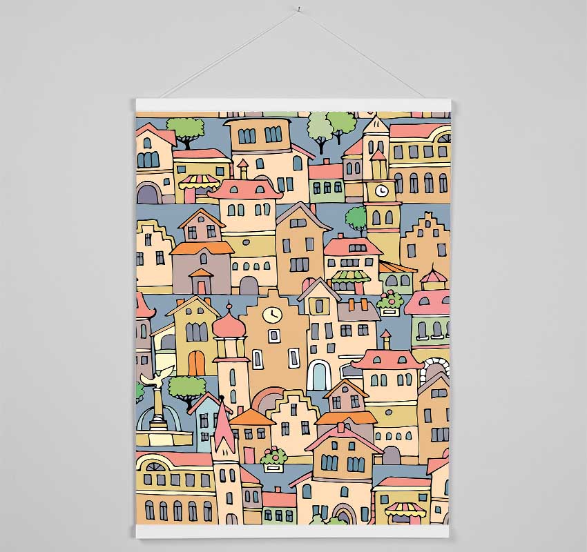 Town Houses Hanging Poster - Wallart-Direct UK