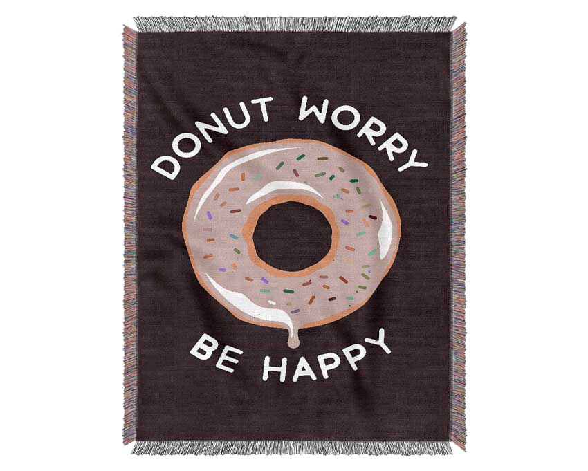 Donut Worry Be Happy Woven Blanket