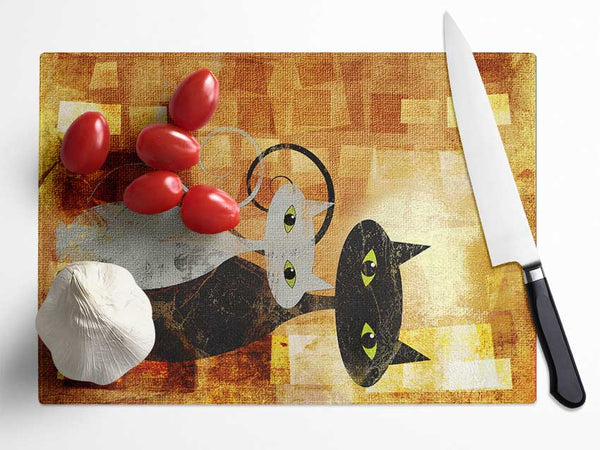 Cats Glass Chopping Board