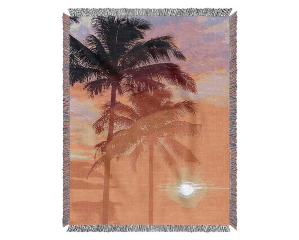 Sunset Palm Trees Woven Blanket