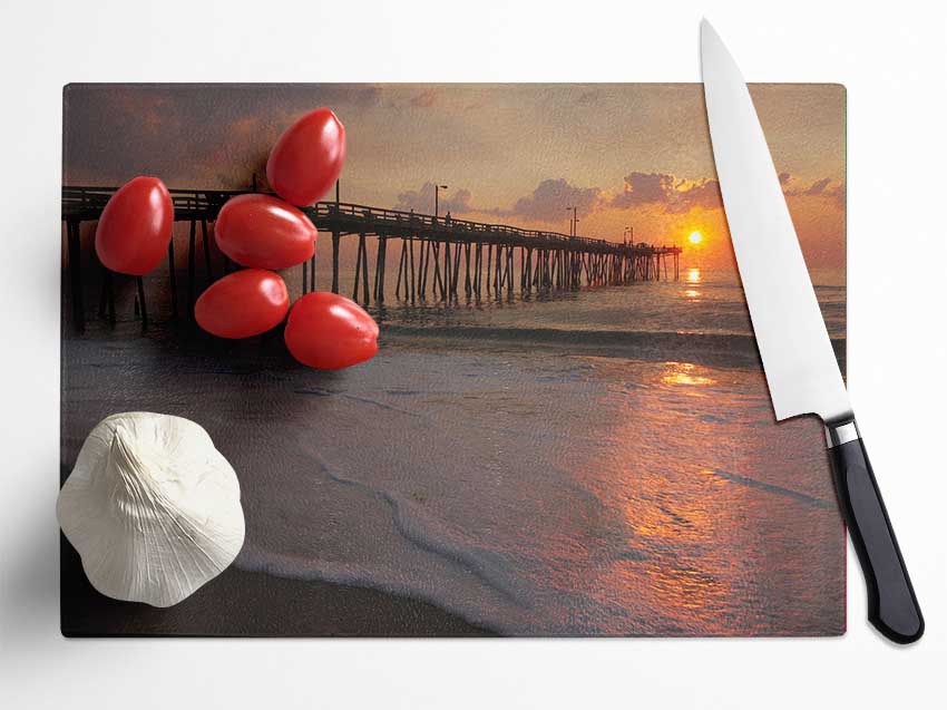 Sunset Pier Glass Chopping Board