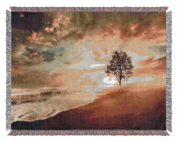 Reflections Of A Beach Tree Woven Blanket