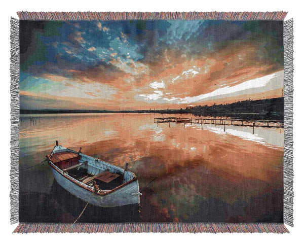 Reflections Of The Sailboat Sky Woven Blanket