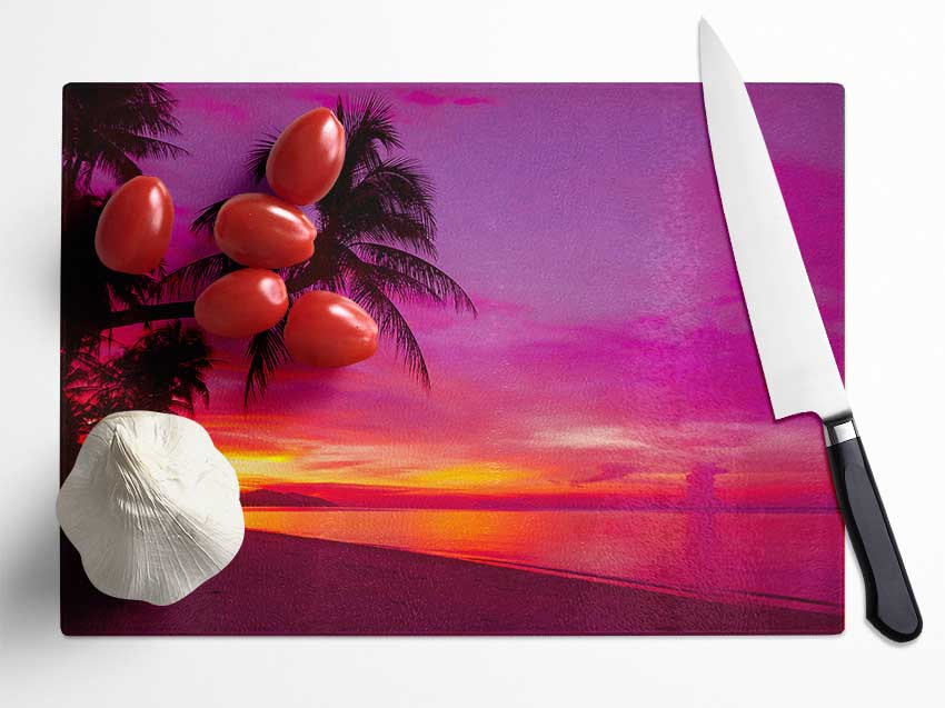 Perfect Pink Sunset Skies Glass Chopping Board