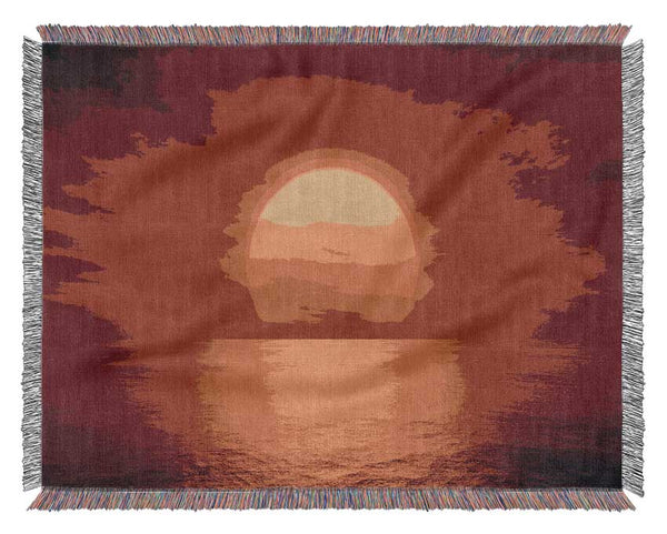 Red Ocean Glow Woven Blanket