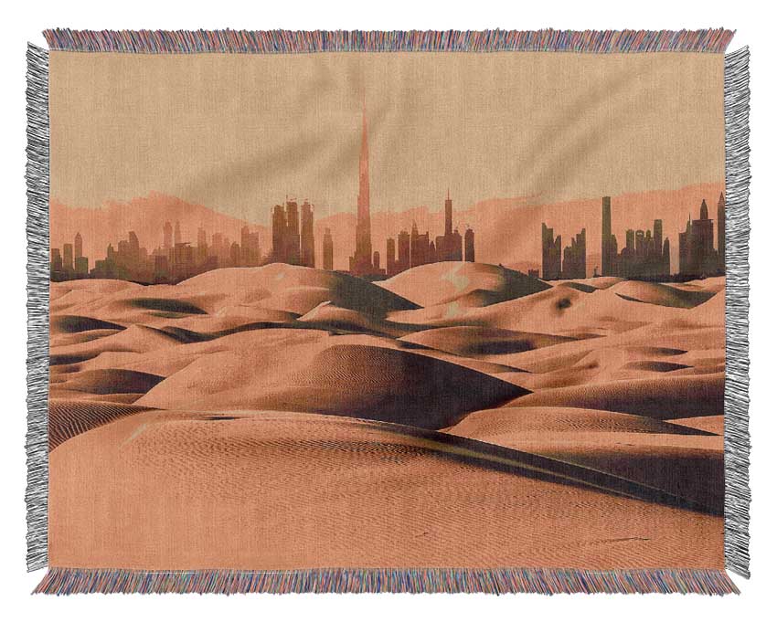 Burj Khalifa Golden Sunset Woven Blanket