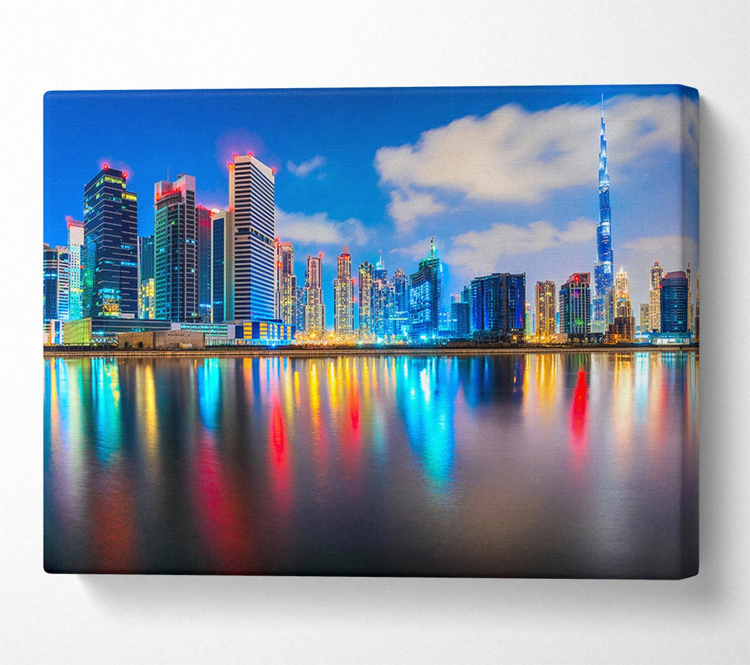 Picture of Colourful City At Night Canvas Print Wall Art