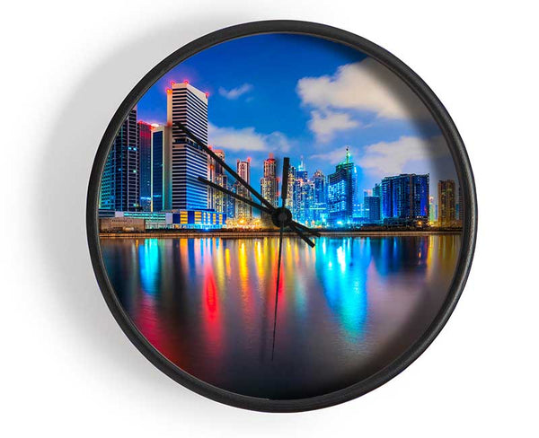 Colourful City At Night Clock - Wallart-Direct UK