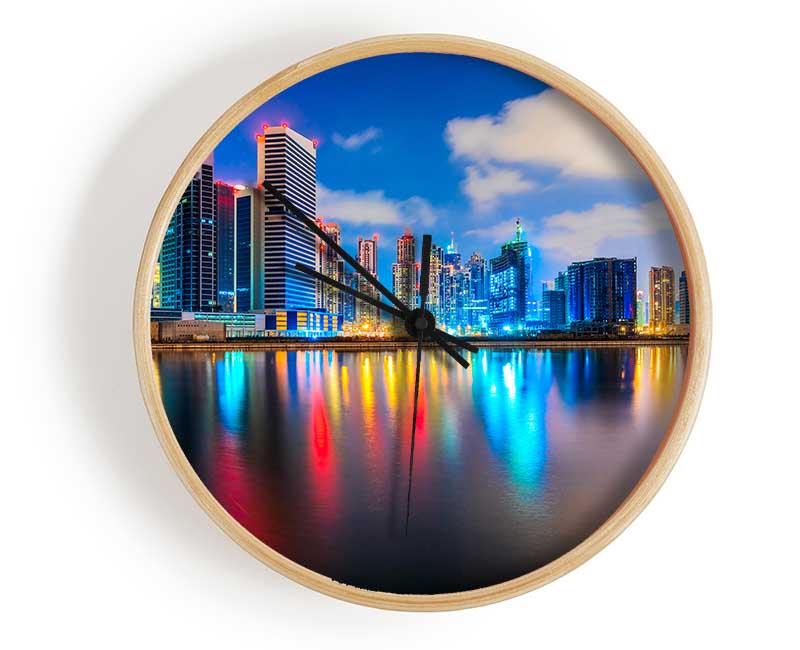 Colourful City At Night Clock - Wallart-Direct UK