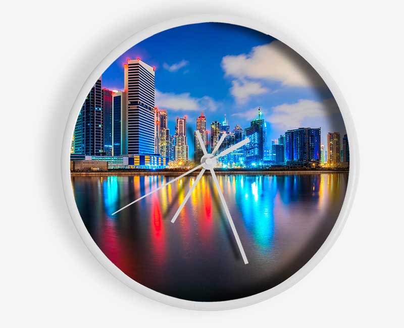 Colourful City At Night Clock - Wallart-Direct UK