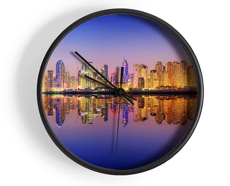 Reflections Of The Colourful City By Night Clock - Wallart-Direct UK