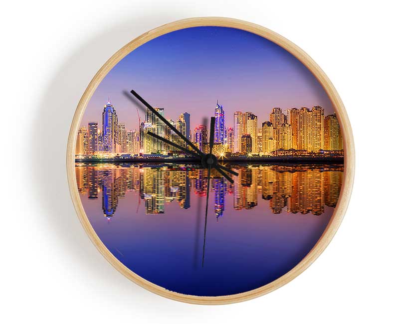 Reflections Of The Colourful City By Night Clock - Wallart-Direct UK