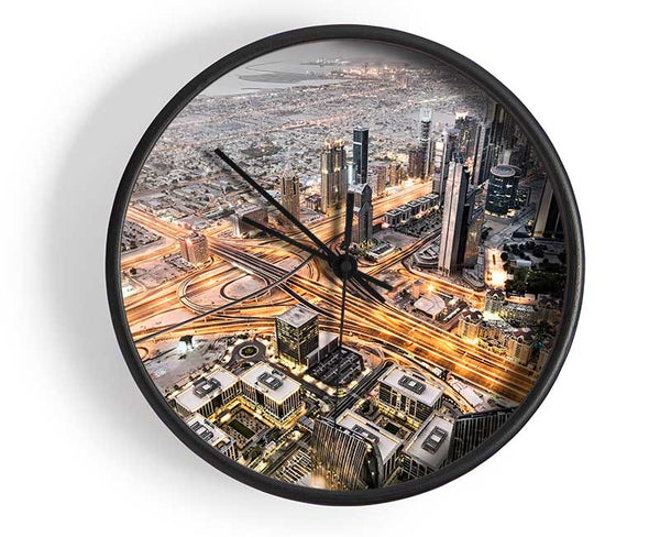 Golden City Roads Clock - Wallart-Direct UK