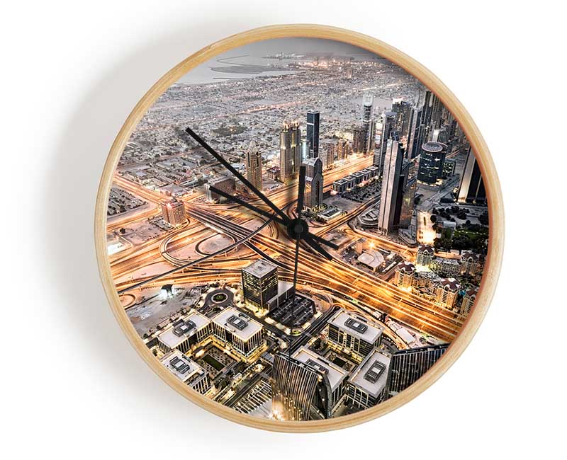 Golden City Roads Clock - Wallart-Direct UK